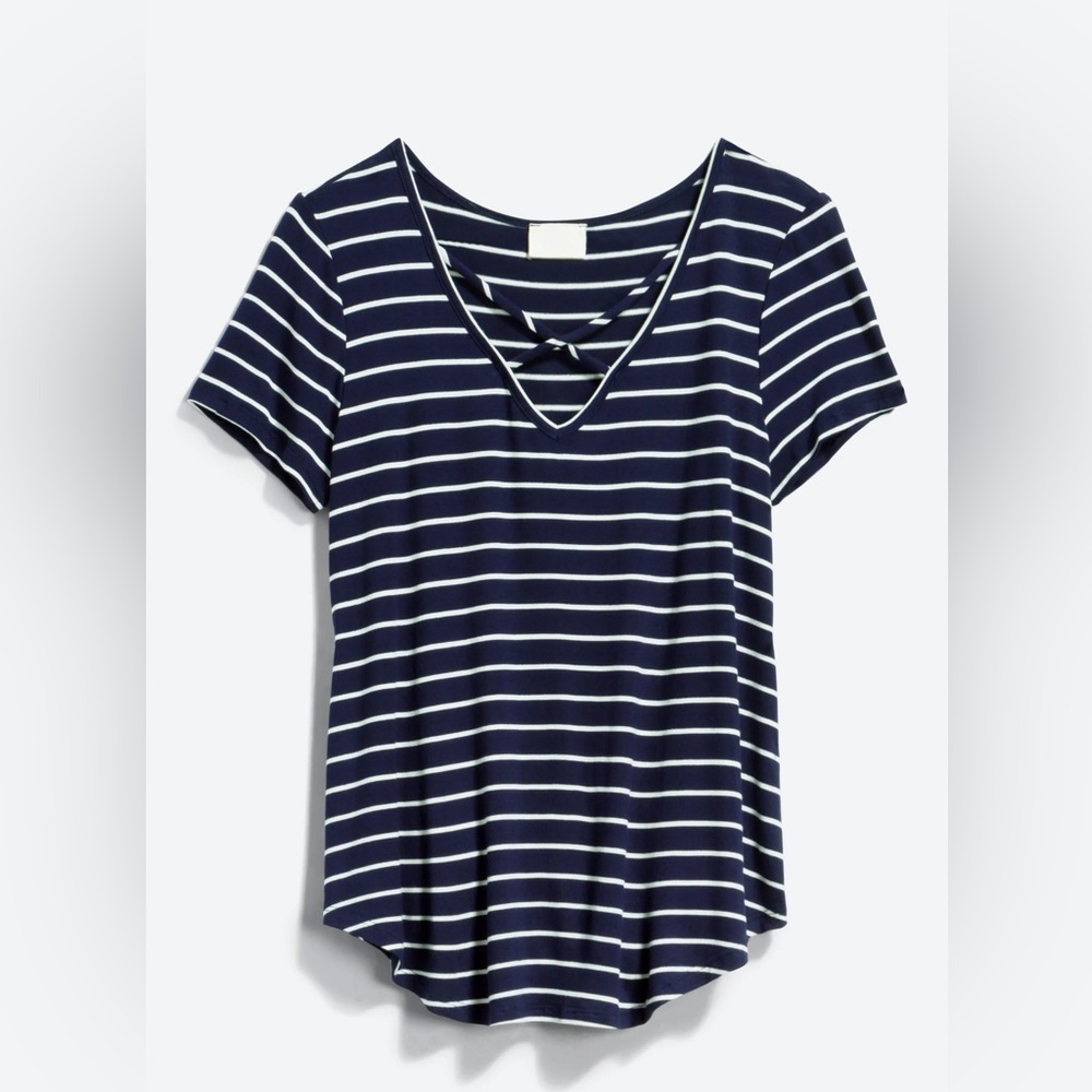 Dulce Short Sleeve Knit Top - Navy and White Stripe